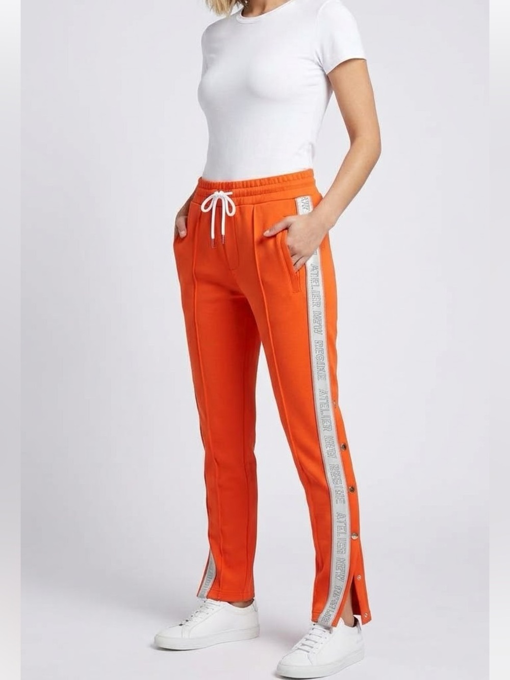 New Atelier New Regime Orange & White Tear Away Track Pants Size Extra Small